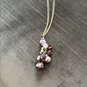 Elegant Silver + Gold + Purple Beaded Necklace